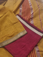 Maheshwari Silk Zari Unstitched Suit – Fabric and Zari Border Close-Up