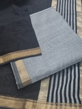 Maheshwari Silk Zari Unstitched Suit – Fabric and Zari Border Close-Up