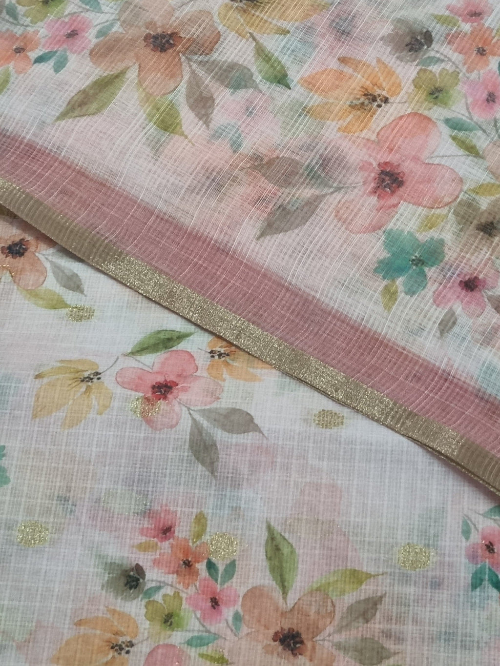 Indian handloom Kota Doria unstitched suit set in pink – ethnic wear for women, 2-piece suit material
