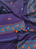 Handwoven Bengal Cotton Muslin Suit Fabric | Royal Purple & Orange Floral Bootis | 2-Pc Unstitched Set| Indian Handloom