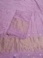 Handwoven Bengal Cotton Suit Fabric | Enchanted Lilac & Ganga-Jamuna Zari | 2-Pc Unstitched Set | Indian Handloom