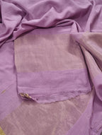Handwoven Bengal Cotton Suit Fabric | Enchanted Lilac & Ganga-Jamuna Zari | 2-Pc Unstitched Set | Indian Handloom