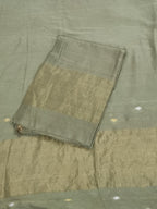 Handwoven Bengal Cotton Suit Fabric | Fern Green & Ganga-Jamuna Zari | 2-Pc Unstitched | Indian Handloom