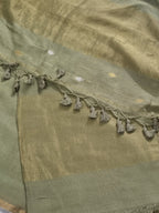 Handwoven Bengal Cotton Suit Fabric | Fern Green & Ganga-Jamuna Zari | 2-Pc Unstitched | Indian Handloom