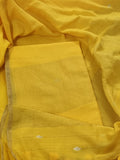 Handwoven Bengal Cotton Suit Fabric | Sunshine Yellow & Ganga-Jamuna Zari | 2-Pc Unstitched Set | Indian Handloom