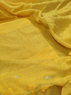 Handwoven Bengal Cotton Suit Fabric | Sunshine Yellow & Ganga-Jamuna Zari | 2-Pc Unstitched Set | Indian Handloom