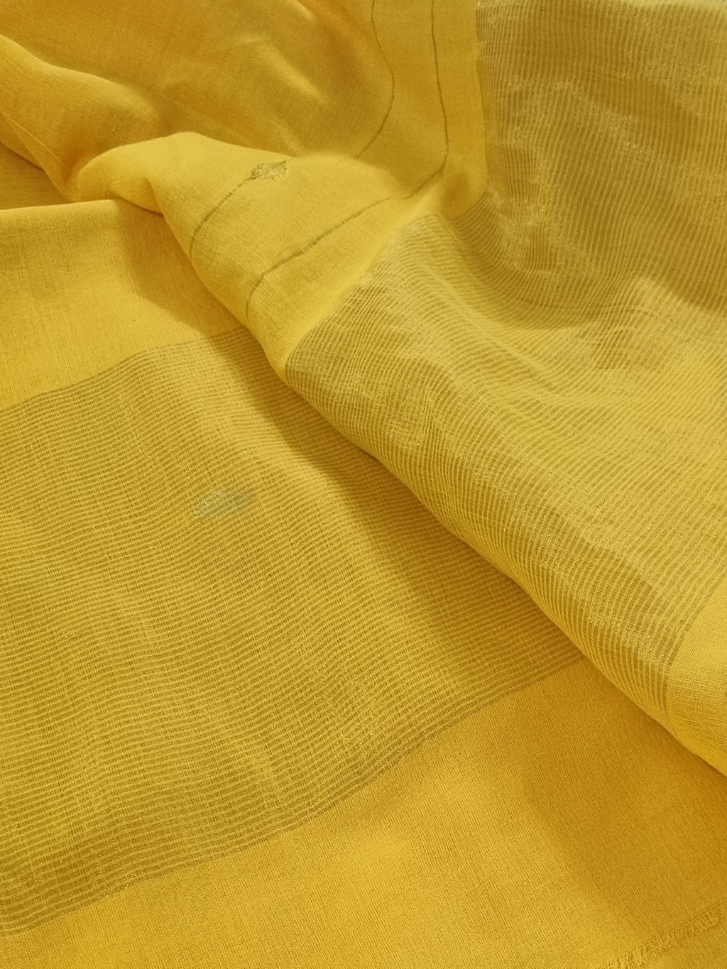 Handwoven Bengal Cotton Suit Fabric | Sunshine Yellow & Ganga-Jamuna Zari | 2-Pc Unstitched Set | Indian Handloom