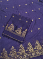Handwoven Bengal Cotton Muslin Suit Fabric – Royal Purple with Gold Zari Bootis