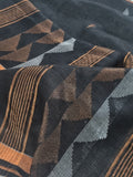 60 Lea linen unstitched suit material in black – close-up of inverted triangle Zari motifs, pure Indian handloom