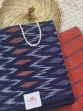 Navy blue and orange ikat co-ord set – kurta and bottom fabric detail