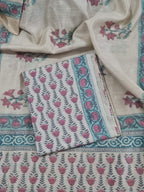 Munga silk block print 2-piece unstitched suit – beige and red ethnic wear