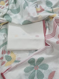 White Handwoven Bengal Jamdani Suit – Indian Handloom Texture View