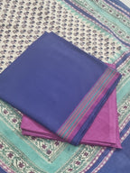 Blue and purple Indian handloom unstitched suit set with Chanderi silk dupatta – detail shot
