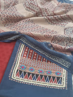 Block Printed Kota Doria Dupatta – Blue & Red – Indian Handloom