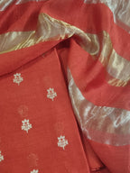 Indian handloom Banarasi fabric close-up – Karwa Booti weave pattern