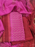Red Cotton Silk Salwar – Bottom Detail of Pink & Red Suit Set