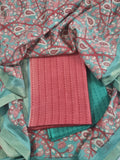 Kalamkari Maheshwari Silk Dupatta with Golden Zari Border – Festive Ethnic Wear | Tantuvanacrafts