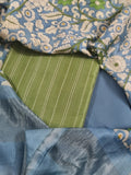 Handloom Chanderi silk unstitched salwar kameez with Kalamkari print – detail view
