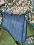 Handloom Chanderi silk unstitched salwar kameez with Kalamkari print – detail view