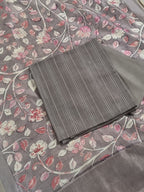 Brown Chanderi Silk Kurta with Tagai Hand-Running Stitch Detail | Tantuvanacrafts