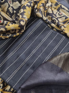 Black Kalamkari Chanderi 3-piece unstitched suit – full length view