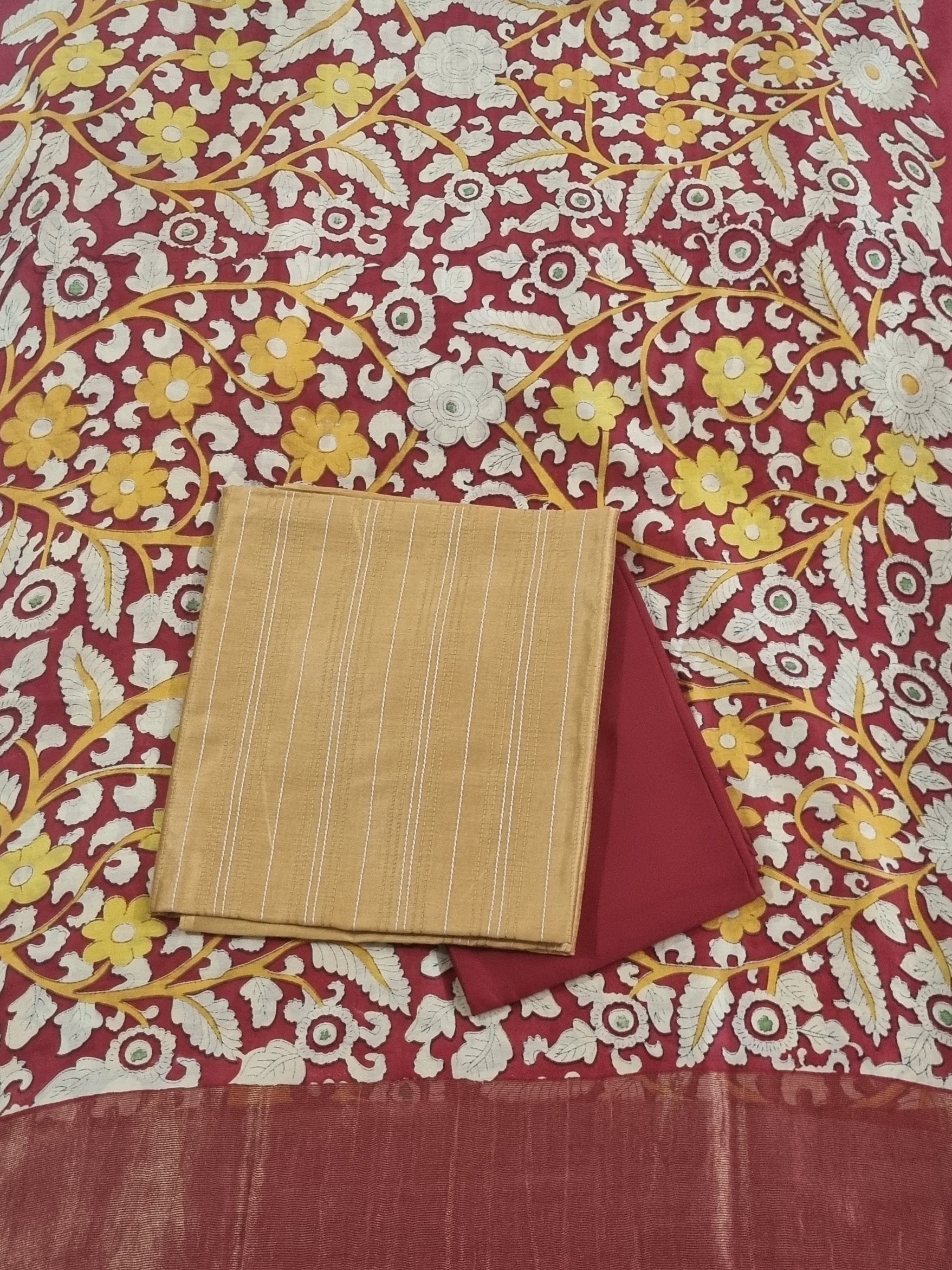 Handloom Chanderi Silk salwar kameez set with Zari border dupatta – Tantuvanacrafts