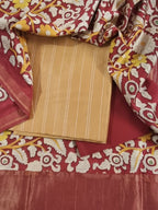 Red Cotton Silk bottom fabric with Mustard Chanderi kurta – ethnic wear by Tantuvanacrafts