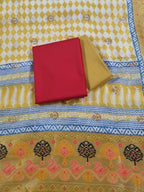 Cotton Linen bottom fabric in complementary tone — breathable unstitched salwar suit material Indian handloom SKU 1239