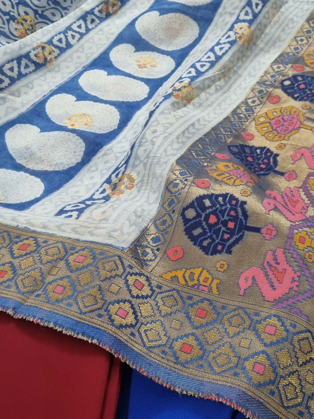 Dola Silk Dupatta with Woven Gold Motifs