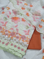 3-Piece Unstitched Suit Set – Cream Orange – 2.5 Mts Each Piece – SKU 1236