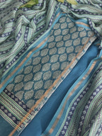 Chanderi silk unstitched suit with printed booti – ethnic wear close-up detail