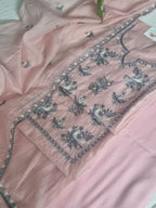 Powder pink unstitched suit – bottom and dupatta fabric detail