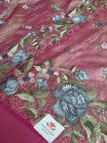 Dupatta detail – machine embroidered silk tissue dupatta in pink and gold