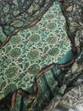 3-piece unstitched block print suit in green with matching dupatta – Indian handloom