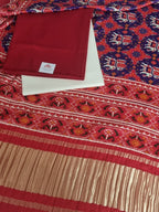Red cotton silk kurta fabric with Patola print Gajji silk dupatta – unstitched set detail