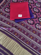 Patola print dupatta with cotton silk kurta fabric – pink and purple unstitched set detail