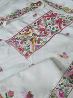 Parsi Gara hand-embroidered red bird motif cotton 3-piece unstitched suit – detail shot