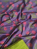 Flat Lay of Malai Chanderi Silk 2-Piece Co-ord Set - Purple Top & Green Cotton Bottom