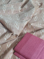 Handwoven ikat co-ord set brown pink-red – fabric close-up