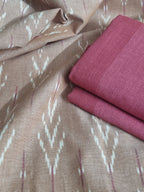 Ikat 2-piece unstitched set – kurta and bottom fabric detail, brown pink-red