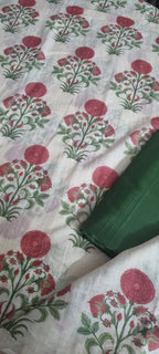 Detail of Malai Chanderi Silk Top Fabric in Cream - 2.5 Mts Unstitched | Tantuvanacrafts