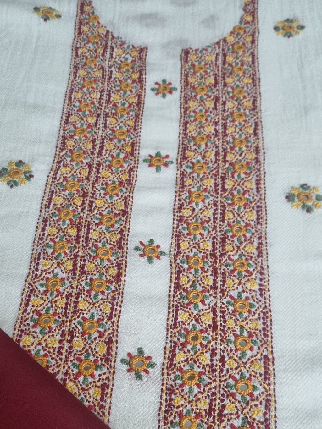 Mirror work Kantha co-ord set in cotton – handloom Indian ethnic wear