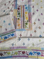 Multicolour Kantha embroidery 2-piece co-ord set – close-up embroidery detail
