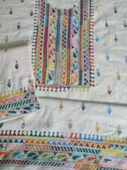 Multicolor Kantha embroidery co-ord set – detail view