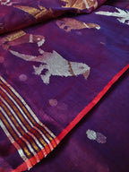 Handwoven Jamdani Suit Fabric | Purple & Silver-Bronze | 2-Pc Unstitched | Indian Handloom