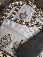 Grey black cotton silk salwar suit fabric close-up – Tantuvanacrafts