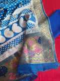 Royal Blue Glaze Cotton bottom fabric — breathable unstitched salwar suit material Indian handloom SKU 1238