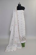 Cream & Green Embroidered Cotton Suit Set – Tantuvanacrafts 