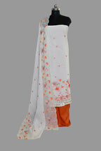 Tantuvanacrafts Cream Orange Handloom Suit – Embroidered Dupatta Detail – SKU 1236