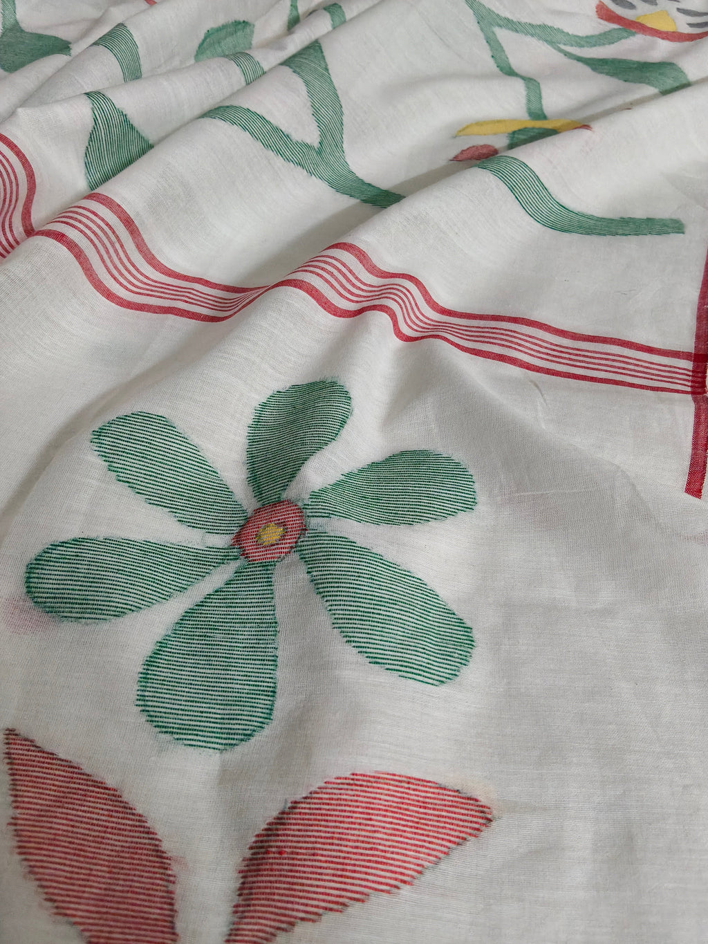 Bengal Jamdani Unstitched Suit Fabric – Multicolor Booti Weave Detail